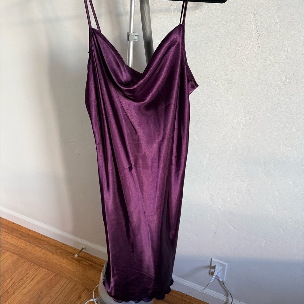 Bebe Deep Purple Satin Dress